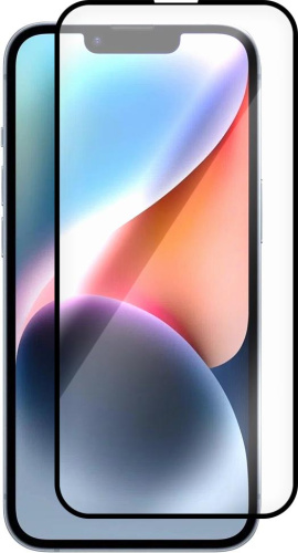 Защитное стекло Krutoff Premium для Apple iPhone 15 с чёрной рамкой