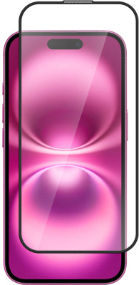 Защитное стекло BoraSCO для Apple iPhone 16 с чёрной рамкой