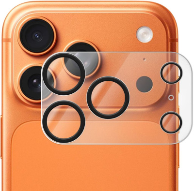 Защитное стекло Krutoff для объективов камеры Apple iPhone 17 Pro с чёрным ободком