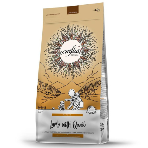 Craftia Natura Puppy Small Breed сухой корм для щенков миниатюрных и мелких пород, с ягненком и перепелкой - 2 кг повседневный холистик для щенков с ягненком породы мелкого размера мешок Импортный корм 1 уп. х 1 шт. х 2 кг