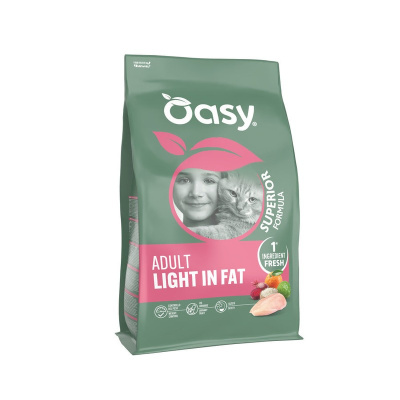 Oasy Dry Cat Superior Adult Light In Fat сухой корм для кошек склонных к ожирению, с КУРИЦЕЙ - 300 г супер премиум для взрослых с курицей мешок Импортный корм 1 уп. х 1 шт. х 0.3 кг