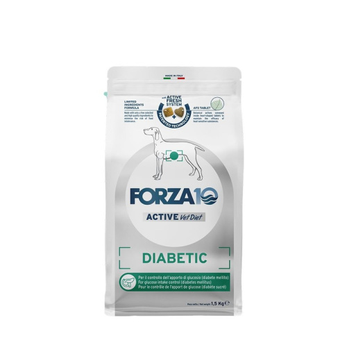 Forza10 Active VetDiet Diabetic сухой корм для собак всех пород, с рыбой - 1,5 кг ветеринарный супер премиум без курицы для взрослых с рыбой для всех пород мешок Италия 1 уп. х 1 шт. х 1.5 кг