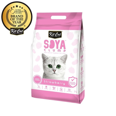 Kit Cat SoyaClump Soybean Litter Strawberry соевый биоразлагаемый комкующийся наполнитель с ароматом клубники - 7 л повседневный супер премиум для всех возрастов Сингапур 1 уп. х 1 шт. х 2.5 кг