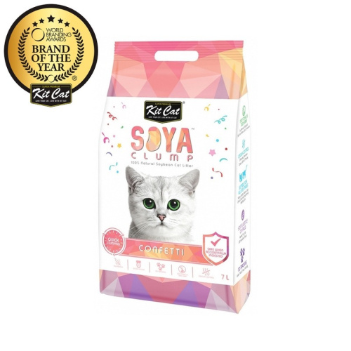 Kit Cat SoyaClump Soybean Litter Confetti соевый биоразлагаемый комкующийся наполнитель с разноцветными гранулами - 7 л повседневный супер премиум для всех возрастов Сингапур 1 уп. х 1 шт. х 2.5 кг