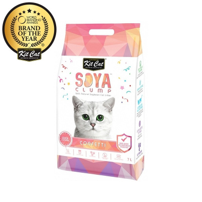 Kit Cat SoyaClump Soybean Litter Confetti соевый биоразлагаемый комкующийся наполнитель с разноцветными гранулами - 7 л повседневный супер премиум для всех возрастов Сингапур 1 уп. х 1 шт. х 2.5 кг