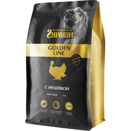 Четвероногий гурман сухой корм для собак, с ИНДЕЙКОЙ - 3 кг мешок Российский корм 1 уп. х 1 шт. х 3 кг