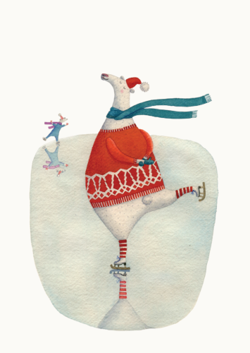 Открытка от МИФ «Мишки на коньках»