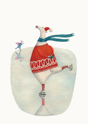 Открытка от МИФ «Мишки на коньках»