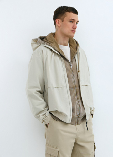Ветровка с потайным капюшоном, Бежевый
