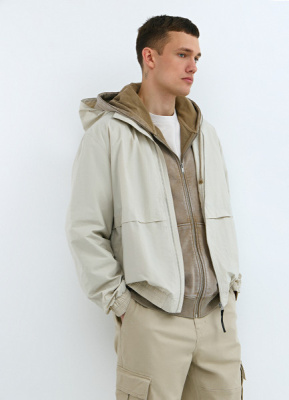 Ветровка с потайным капюшоном, Бежевый