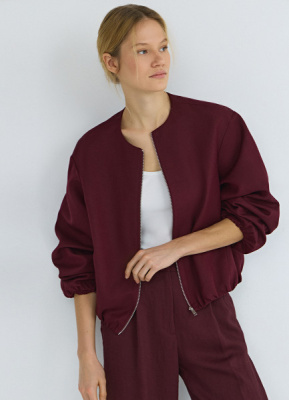 Льняной бомбер на молнии, Фиолетовый