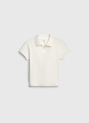 Поло в рубчик для девочек, Белый