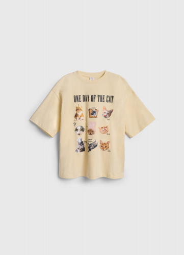 Футболка с принтом для девочек, Желтый