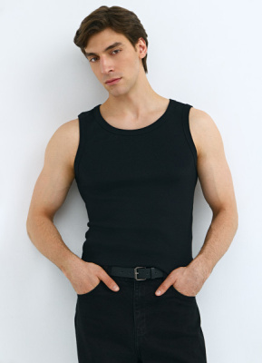 Базовая майка в рубчик, Черный