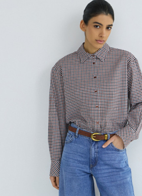 Рубашка в клетку виши, Бежевый