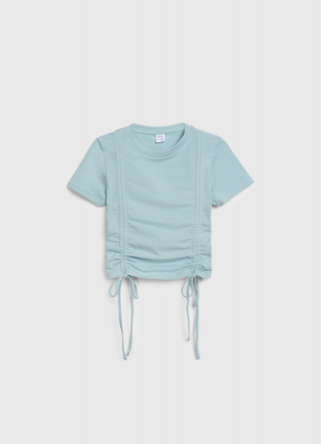 Футболка с драпировкой и завязками для девочек, Зеленый