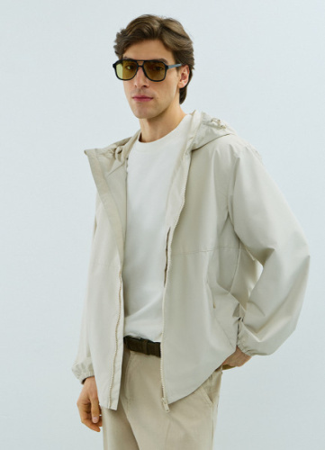 Ветровка с капюшоном, Бежевый