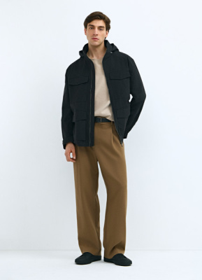 Куртка с накладными карманами, Черный