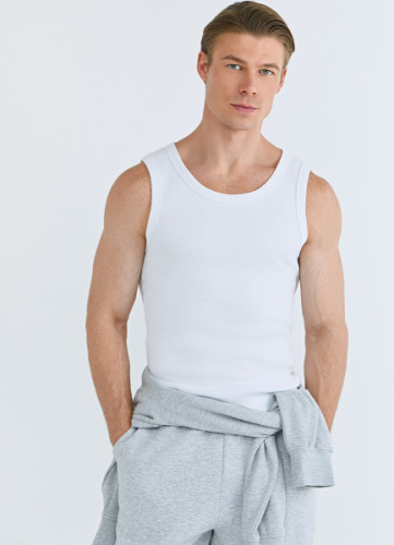 Базовая майка в рубчик, Белый