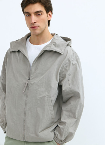 Ветровка с капюшоном, Бежевый