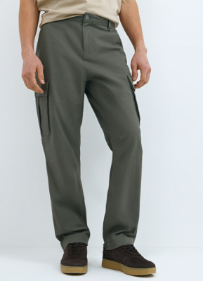 Брюки карго из твила, Зеленый