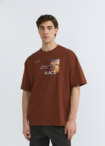 Футболка из хлопка с фотопринтом, Оранжевый