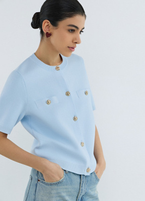 Кардиган с коротким рукавом, Голубой