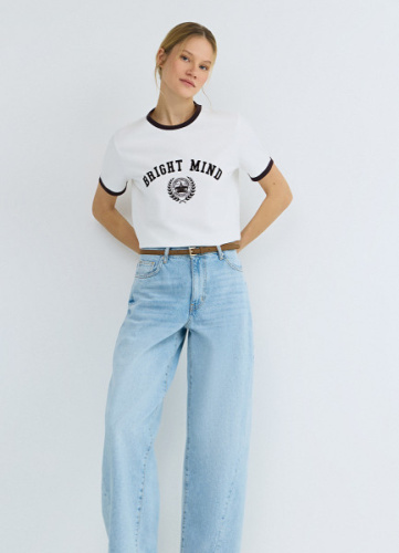 Футболка с контрастной отделкой, Белый