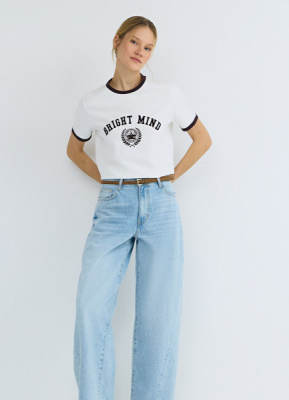 Футболка с контрастной отделкой, Белый