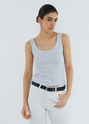 Базовая майка в рубчик, Серый