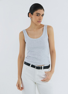 Базовая майка в рубчик, Серый