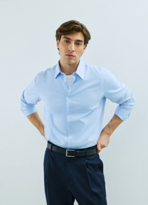 Рубашка из структурной ткани, Голубой