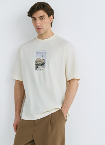 Футболка из хлопка с фотопринтом, Белый