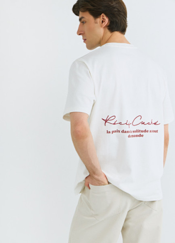 Футболка из плотного хлопка с текстовым принтом, Белый