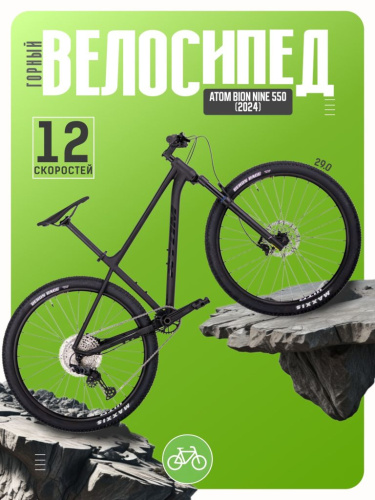 Горный велосипед Atom Bion Nine 550, год 2024, цвет Черный, ростовка 17