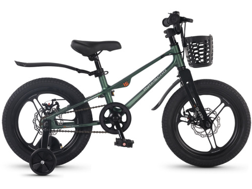 Детский велосипед Maxiscoo Shark Pro 16, год 2026, цвет Зеленый