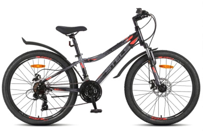 Подростковый велосипед Stels Turbo 410 MD 24, год 2025, цвет Черный-Красный, ростовка 12