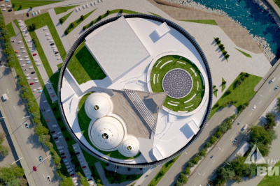 Начался монтаж «стеклянного озера» на крыше Арктического центра в Якутске / ЯСИА Якутск Якутск Республика Саха (Якутия)