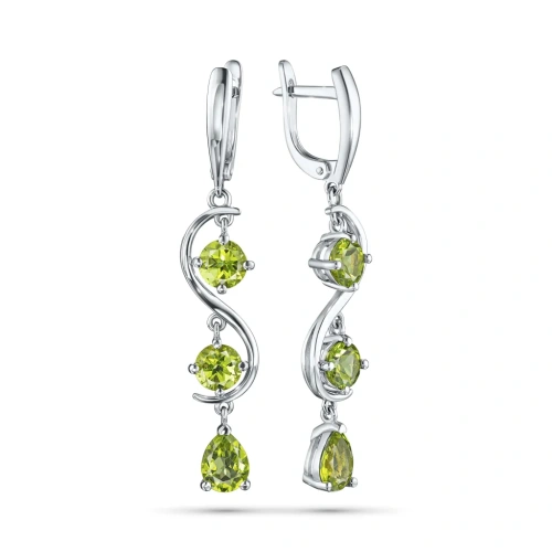 Серьги из серебра с хризолитами э0611сг01260373