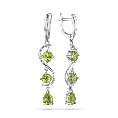 Серьги из серебра с хризолитами э0611сг01260373