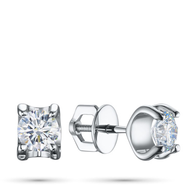 Пусеты из белого золота с бриллиантами э4701пс06200855