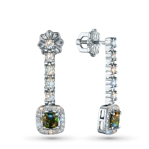 Пусеты из белого золота с и хромдиопсидами э4054пс01260353_white