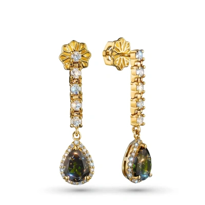 Пусеты из желтого золота с и хромдиопсидами э0354пс01260352_white