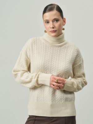 Свитер женский из кашемира KW051592-E кремовый