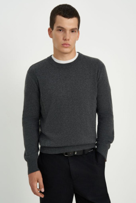 Джемпер из шерсти и хлопка с округлой горловиной