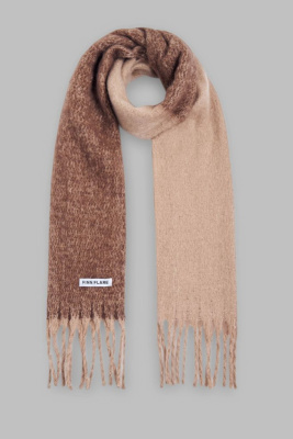 Двухцветный шарф с бахромой