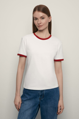 Футболка из хлопка с контрастной окантовкой