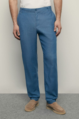 Брюки зауженного кроя с добавлением льна