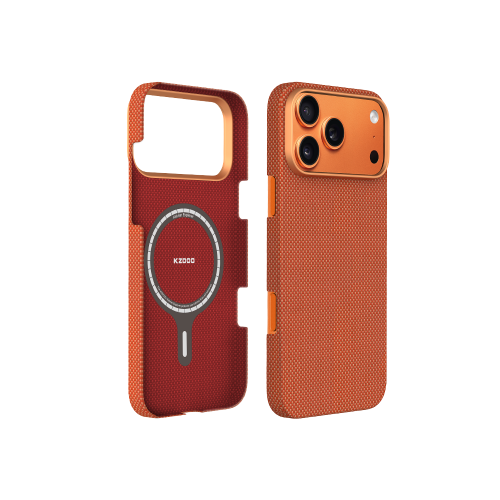 Чехол-накладка Kzdoo Keivlar Explorer Magsafe для iPhone 17 Pro Max кевлар шахматное плетение (оранжевый)