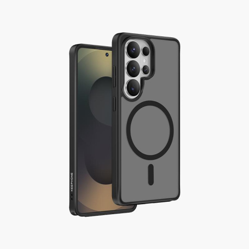 Чехол-накладка Keephone Mago Pro Magsafe для Samsung Galaxy S26 пластиковый прозрачно-черный (черная рамка)